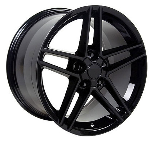 C6 Z06 Black Staggered 18x9.5 / 18x10.5 Wheels, Set of 4, Replica 