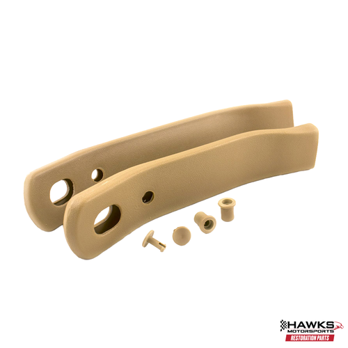 1982-1992 Camaro/Firebird Seat Belt Receiver Sleeves, Reproduction, Pair, Saddle (HT12509740 / HT12509741)