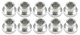 Titanium shank-style wheel lug nut kit detail for Compatible wheels using M12 x 1.5 studs and shank-style lug seats
