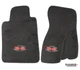 Ebony front carpet floor mats with red 35th Anniversary Camaro SS embroidery for a 2002 Camaro