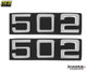 502 Front fender engine call out emblems PAIR new.