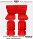 1978-1981 Pontiac Firebird Trans Am Deluxe Torch Red Leather Seating Area with Matching Vinyl Sides and Back Front and Rear Seat Upholstery Set Acme - U377L-KS83