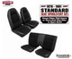  1978-1981 Camaro Firebird Trans Am Black Encore Velour Cloth and Black Sierra Grain Vinyl Front and Rear Seat Upholstery Set with Solid Rear Back Rest Acme - U380-P667 