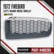 1972 Pontiac Firebird left-hand driver-side front nose grille with dark silver finish and chrome outer surround, OER part number 485265.