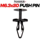 M6.3x20 black plastic body fastener push pin front view