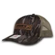  (NEW LOGO) Hawks Bottomland Camo Leather Patch Snapback | Richardson 112PFP (HAWKSBTMLNDHAT) front angle view