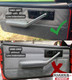 Authentic installed view of arm rest trim sleeves for 1982-1987 Camaro / Firebird with center groove style door panel armrests / door pulls.