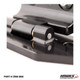 CBW-064 black billet rear hatch hinges for 1982-1992 Camaro / Firebird: close-up of hinge pin, bushing and mounting plate.
