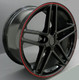 C6 Z06 Corvette Black w/ Red Lip 18x9.5 Wheels, Set of 4