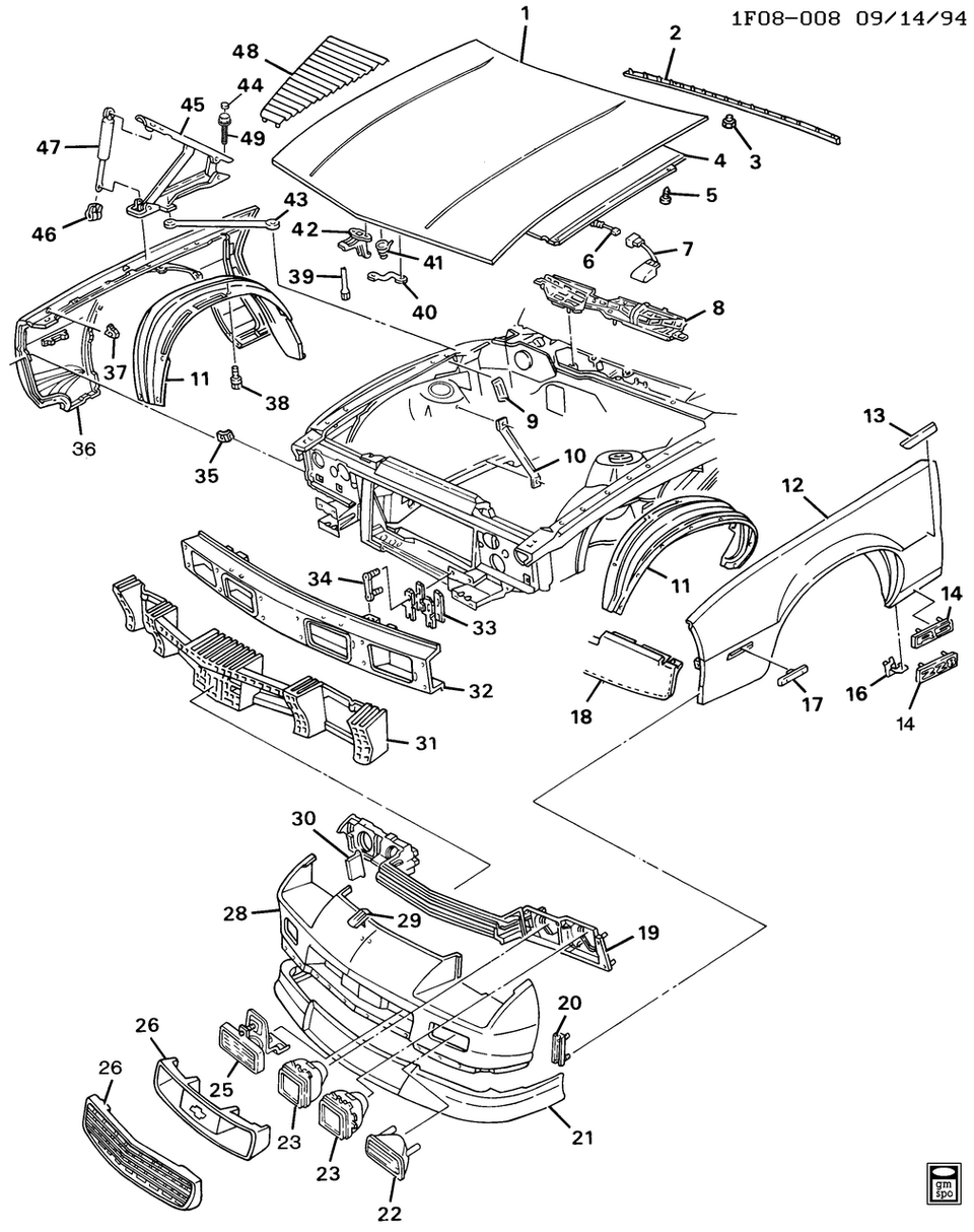 8292 Camaro Fender to Front Radiator Support Bracket USED Hawks