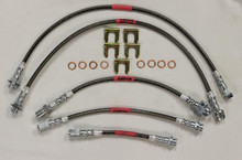 Red Hose & Stainless Black Banjos Pro Braking PBK4096-RED-BLA Front/Rear Braided Brake Line Red Hose & Stainless Black Banjos Pro Braking PBK4096-RED-BLA Front/Rear Braided Brake Line