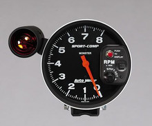 Auto Meter Monster Sport Comp Tach, 5" face with shift light, 8000 RPM ...