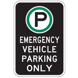 Oxford Series: (Parking Symbol) Emergency Vehicle Parking Only Sign