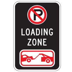 Oxford Series: (No Parking Symbol) Loading Zone | (Tow Symbol) Sign