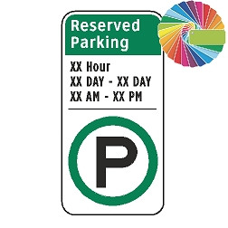 Variable Meter Parking | Architectural Header with Words & Symbol | Universal Permissive Parking Sign