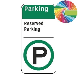 Volunteer Parking Only | Architectural Header with Words & Symbol | Universal Permissive Parking Sign