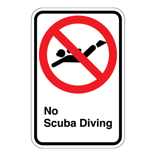 (No Diver Symbol) No Scuba Diving Sign