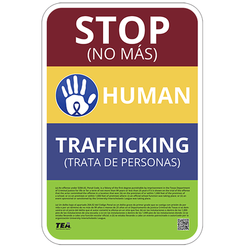 Crime Watch | Texas Spec | Bilingual Spanish & English | STOP Human Trafficking Awareness & Prevention Sign