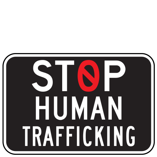 Crime Watch | Stop Human Trafficking  (No Symbol) Sign | Black & Red on White