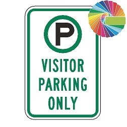 Visitor Parking Only | MUTCD Compliant Symbol & Words | Universal Permissive Parking Sign