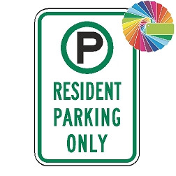 Resident Parking Only | MUTCD Compliant Symbol & Words | Universal Permissive Parking Sign