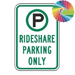 Rideshare Parking Only | MUTCD Compliant Symbol & Words | Universal Permissive Parking Sign