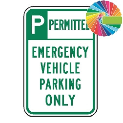 Emergency Vehicle Parking Only | Header & Words | Universal Permissive Parking Sign