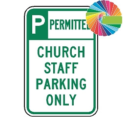 Church Staff Parking Only | Header & Words | Universal Permissive Parking Sign