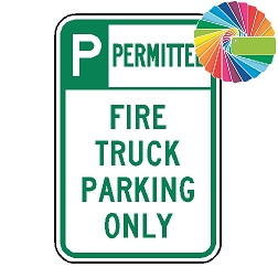 Fire Truck Parking Only | Header & Words | Universal Permissive Parking Sign