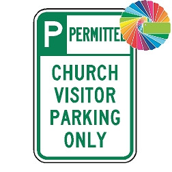 Church Visitor Parking Only | Header & Words | Universal Permissive Parking Sign