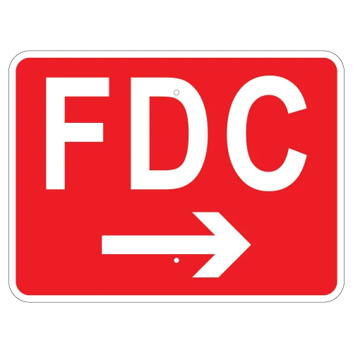 FDC with Right Arrow (Fire Department Connect) Sign