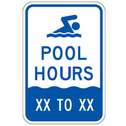 (Swim Symbol) Pool Hours | XX TO XX Hours Sign