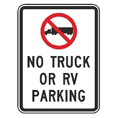 (No Truck Symbol) No Truck or RV Parking Sign