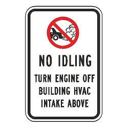 No Idling Building HVAC Intake Above Sign