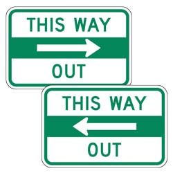 This Way Out with Left/Right Arrow Signs