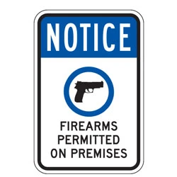 NOTICE | Firearms Permitted On Premises Sign
