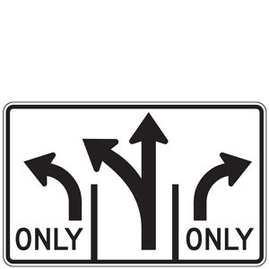 Advance Intersection Lane Control (Left, Left Ahead, Right) Sign | 2023 MUTCD