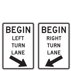 Begin Right/Left Turn Lane Sign | 2023 MUTCD