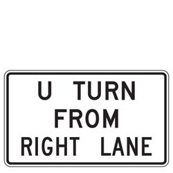 U Turn from Right Lane Sign | 2023 MUTCD