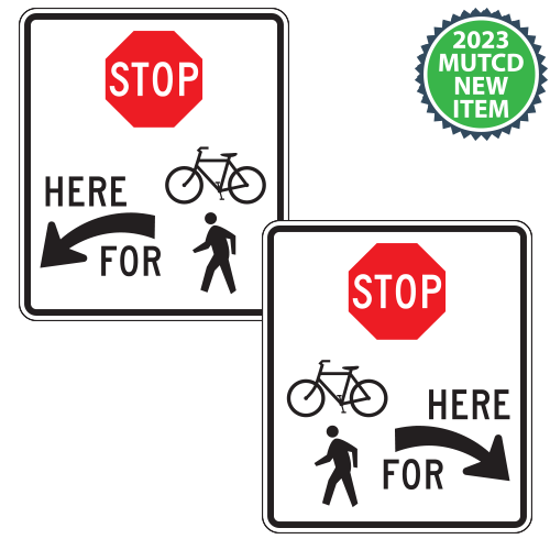 Stop Here at Trail Crossing to Pedestrians Signs | 2023 MUTCD