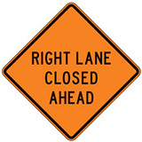Right Lane Closed (Choose Distance) Warning Signs for Temporary