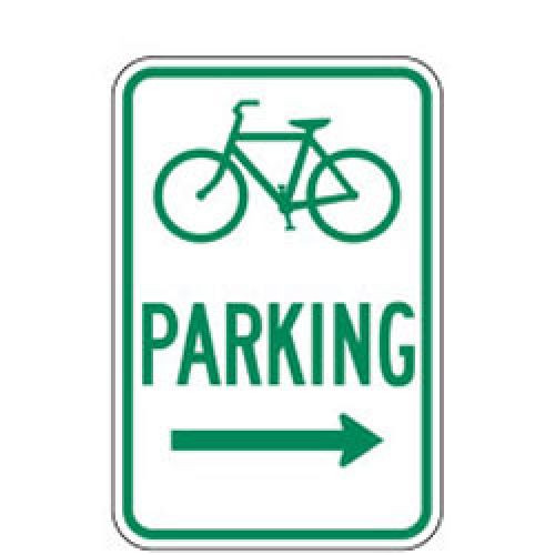 Bike Parking with Right Arrow Sign for Bicycle Facilities