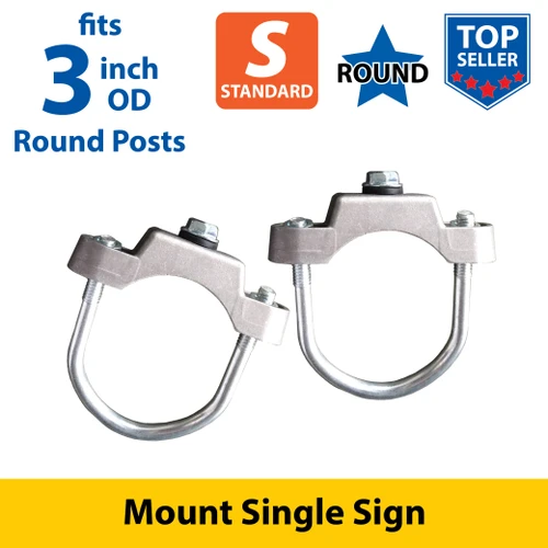 Silver U Bolt Clamps (Set of 2) for 3" OD Round Post