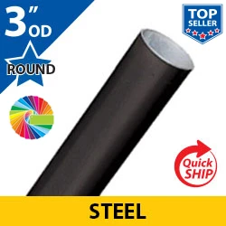 Semi Gloss Powder Painted 3" OD Round Smooth Steel Posts