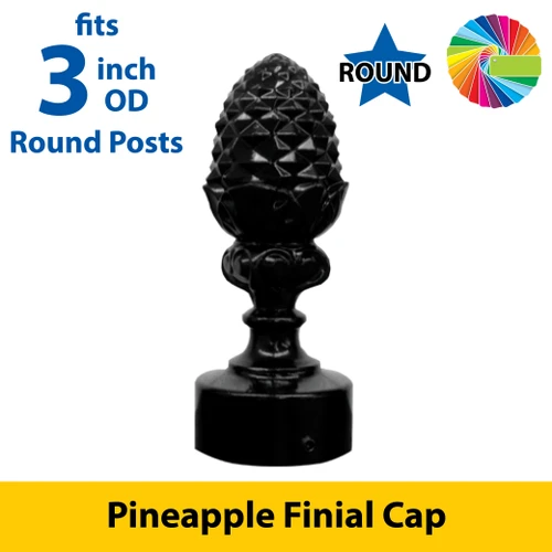 Semi Gloss Powder Painted Pineapple Finial for 3" OD Round Post
