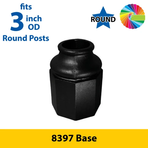Semi Gloss Powder Painted #8397 Base (8 1/2" Tall) for 3" OD Round Posts
