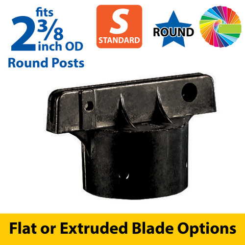 Semi Gloss Powder Painted 5.5" Post Cap Bracket for 2 3/8" OD Round Post for Flat or Extruded Sign Blades