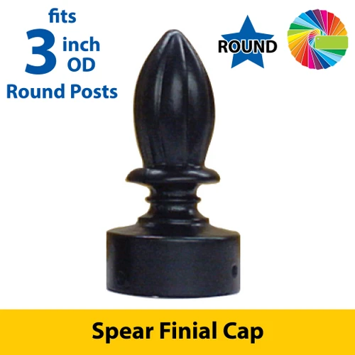 Semi Gloss Powder Painted Spear Finial for 3" OD Round Post