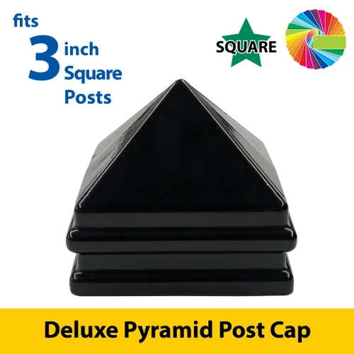Semi Gloss Powder Painted Deluxe Pyramid Cap for 3" Square Post