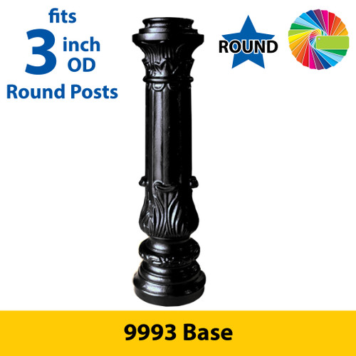 Semi Gloss Powder Painted #9993 Base (27" Tall) for 3" OD Round Posts
